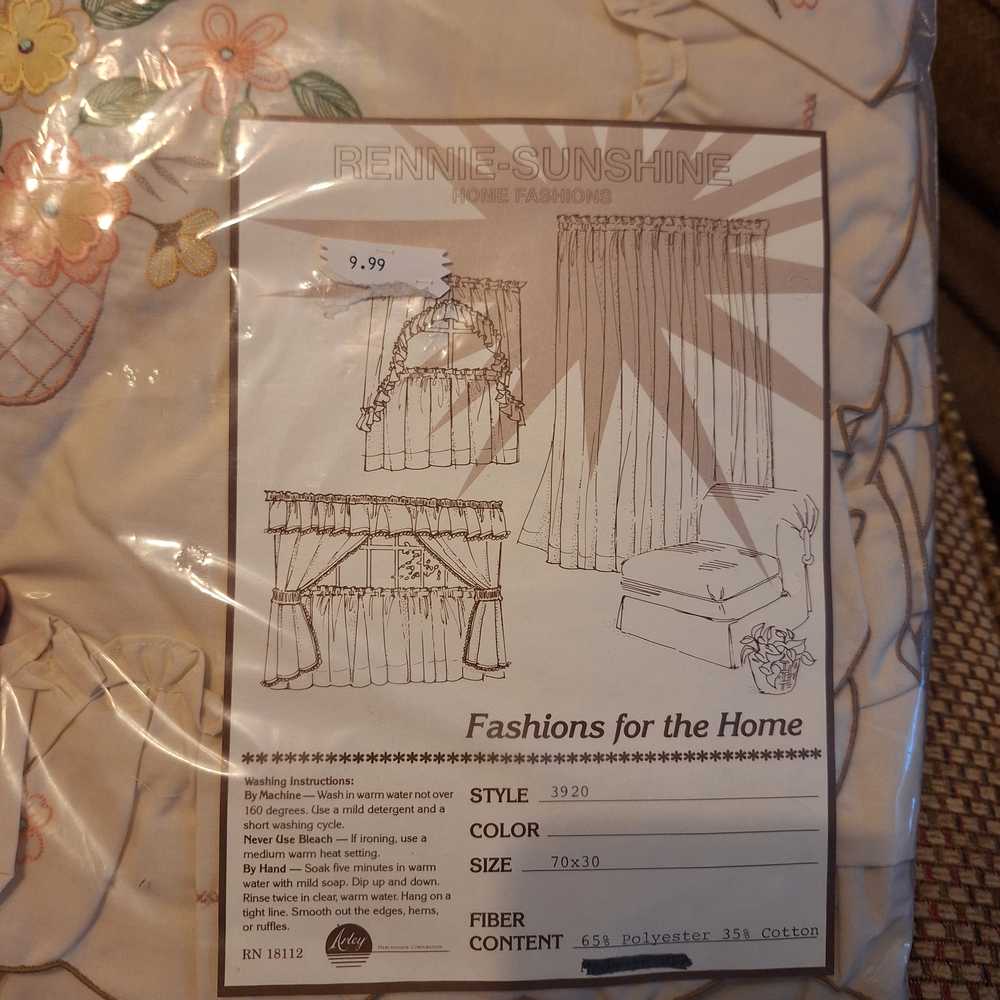Rennie-Sunshine Floral Embroidered Vintage Off White Curtain Panels - 4 Sets - Picture 5 of 10